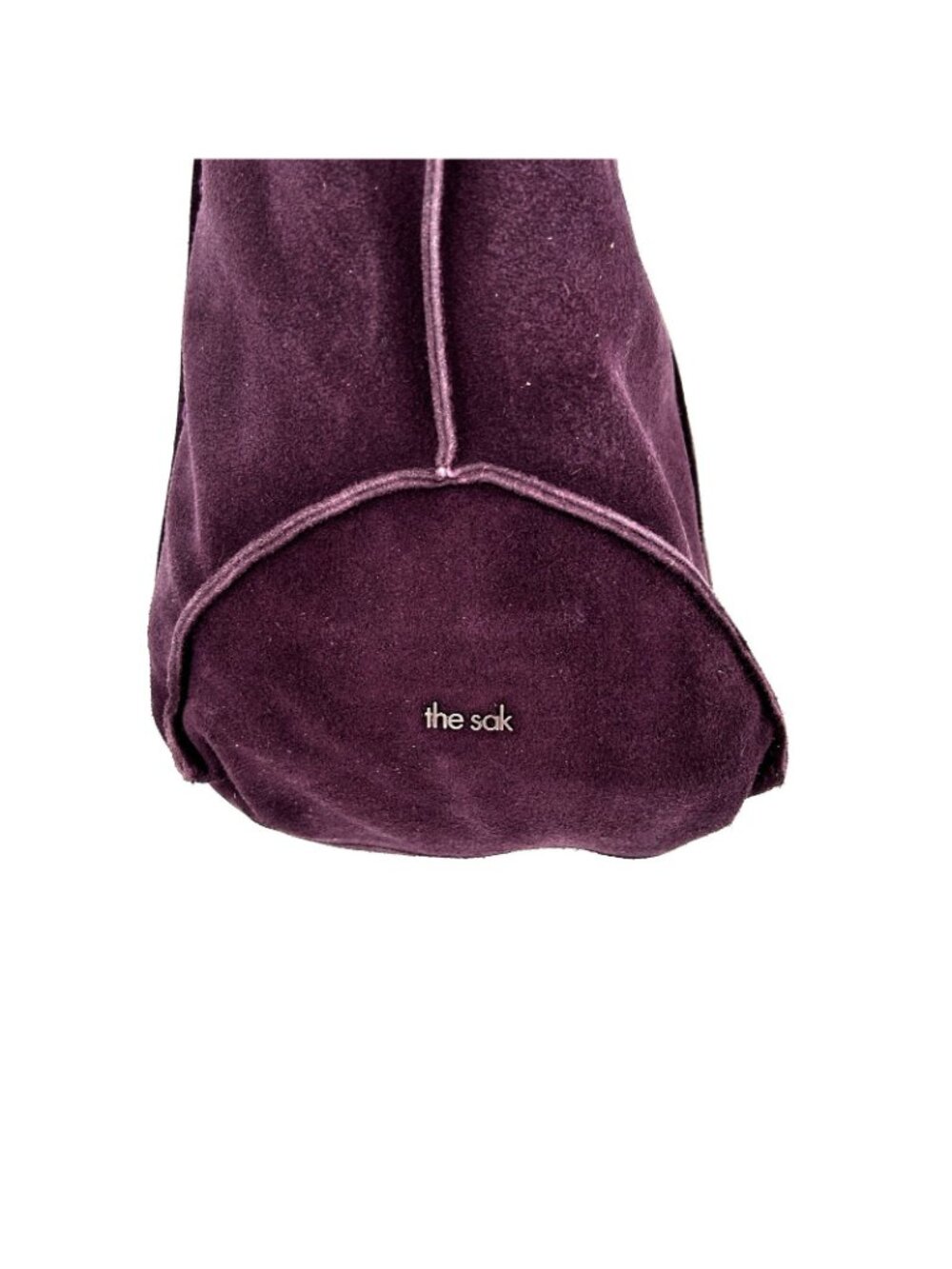 The Sak Los Feliz Tote Aubergine Suede Snap Shoulder Strap Silver Lined Slouchy - Picture 4 of 14